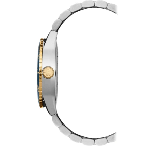 Мъжки ръчен часовник с автоматичен механизъм - корпус от Стомана и керамика - Стоманена верижка - цвят Син Злато