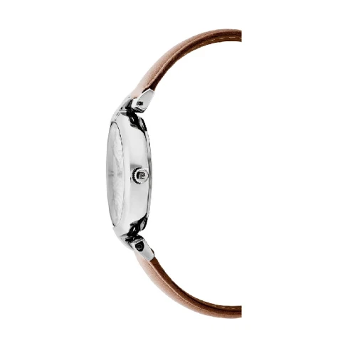 Дамски ръчен часовник с кварцов механизъм - корпус от Стомана - Естествена кожа - цвят Бял Кафяв