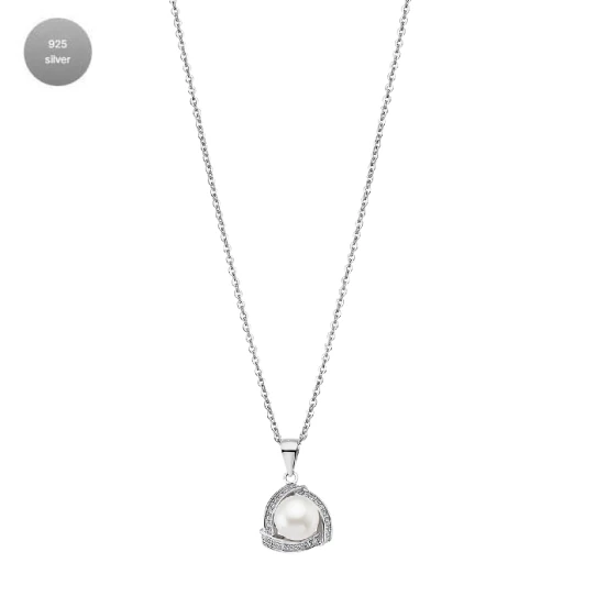 Дамски колие от 925 Сребро - с форма - - Сив