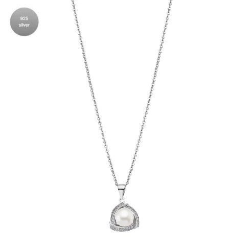Дамски колие от 925 Сребро - с форма - - Сив