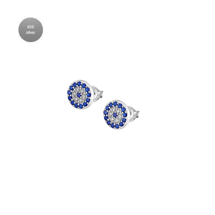 Дамски обеци от 925 Сребро - с форма Други - Кристали - Сив