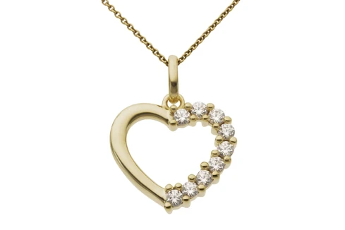 Дамски висулка от 14K Злато Жълто - с форма Сърце - Цирконий
