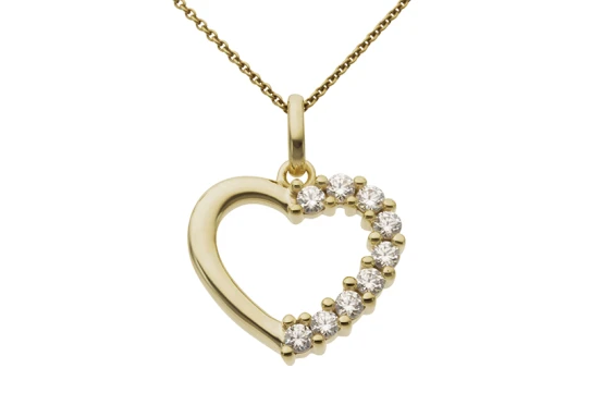 Дамски висулка от 14K Злато Жълто - с форма Сърце - Цирконий
