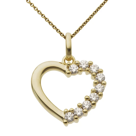 Дамски висулка от 14K Злато Жълто - с форма Сърце - Цирконий