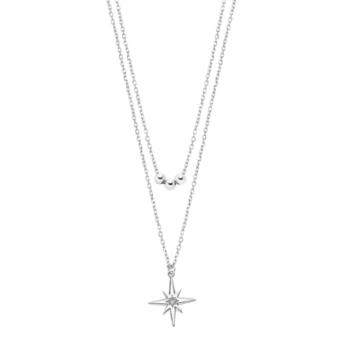 Дамски колие от 925 Сребро - с форма Звезда - - Сив