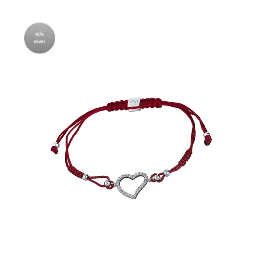 Дамски гривна от 925 Сребро - с форма Сърце - - Сив