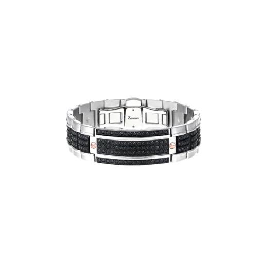 Мъжки гривна от 316l Медицинска стомана - с форма - Шпинел - Черен