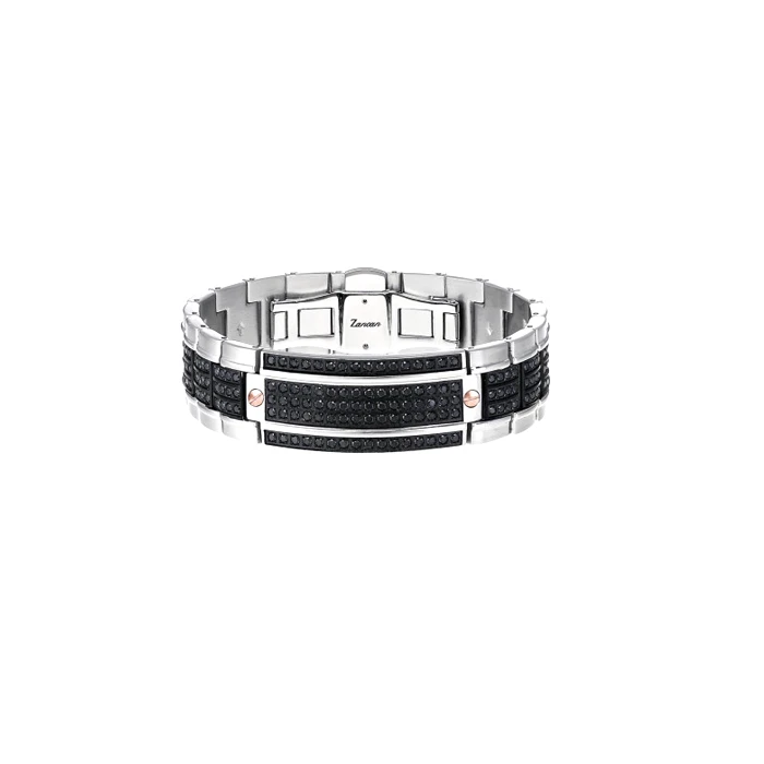 Мъжки гривна от 316l Медицинска стомана - с форма - Шпинел - Черен