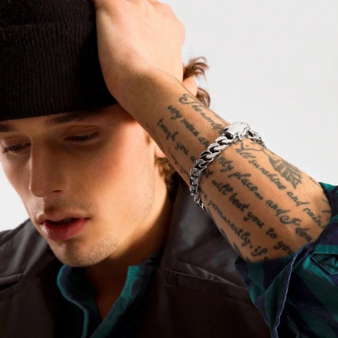 Мъжки гривна от 925 Сребро - с форма Други - - Сив