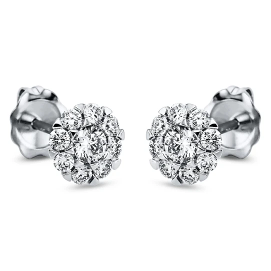 Дамски обеци от 18K Злато Бяло - с форма - Диаманти