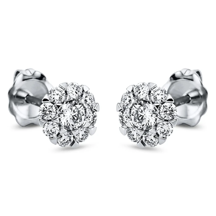 Дамски обеци от 18K Злато Бяло - с форма - Диаманти