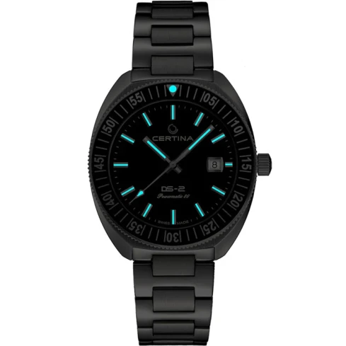 Мъжки ръчен часовник с автоматичен механизъм - корпус от Стомана и алуминий - Стоманена верижка - цвят Черен Сив