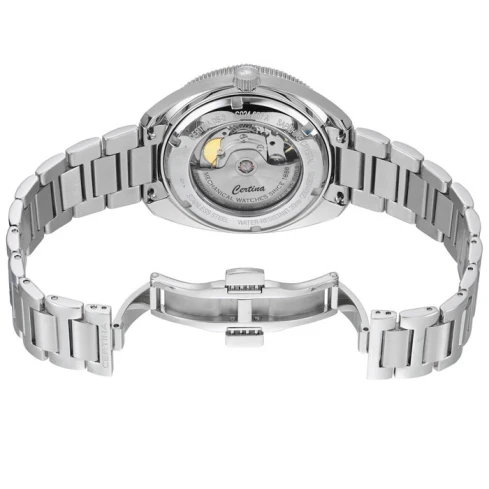 Мъжки ръчен часовник с автоматичен механизъм - корпус от Стомана и алуминий - Стоманена верижка - цвят Черен Сив