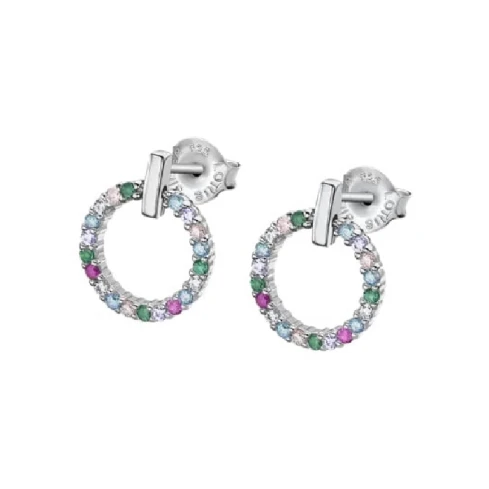 Дамски обеци от 925 Сребро - с форма Геометрия - Цирконий - Полиран завършек