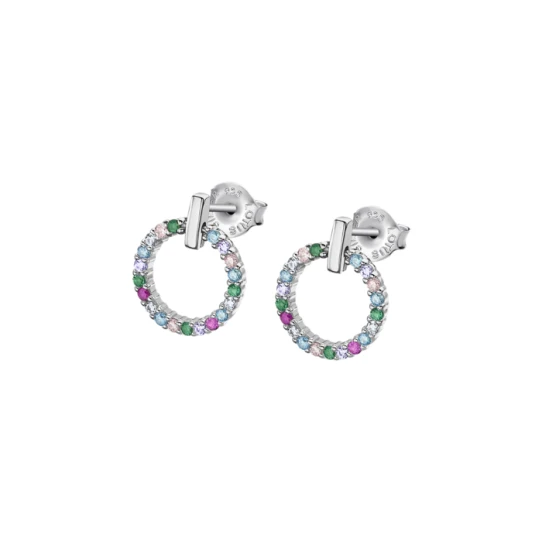 Дамски обеци от 925 Сребро - с форма Геометрия - Цирконий - Полиран завършек