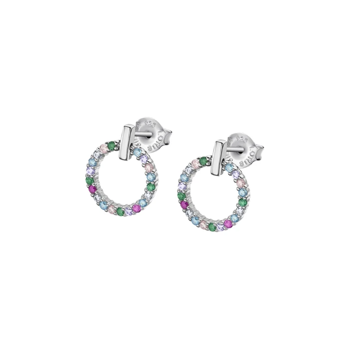 Дамски обеци от 925 Сребро - с форма Геометрия - Цирконий - Полиран завършек