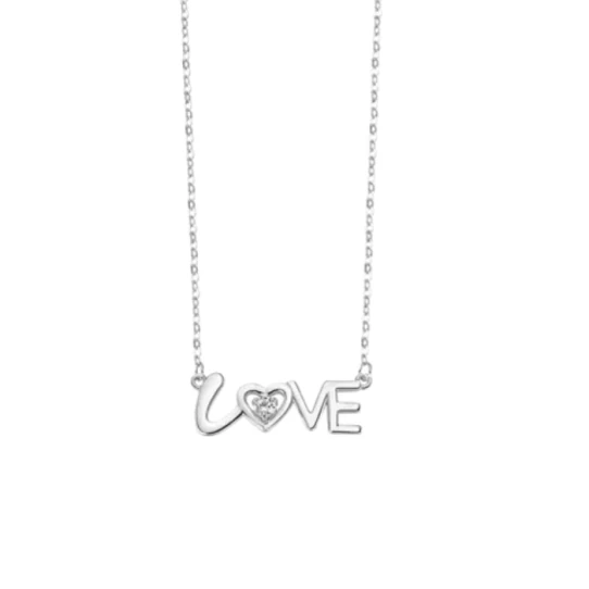 Дамски медальон от 925 Сребро - с форма Майка - Цирконий - Сив