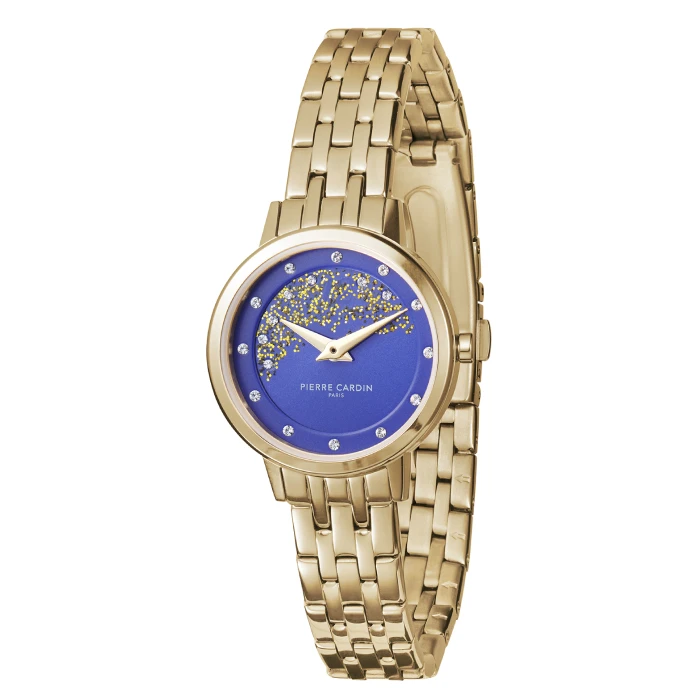 Дамски ръчен часовник с кварцов механизъм - корпус от Стомана - Стоманена верижка - цвят Син