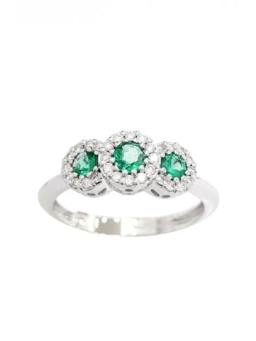 Дамски пръстен Davite &amp; Delucchi AA 032136 SM Anelli от 18K Злато Бяло - с форма - Изумруд Диаманти