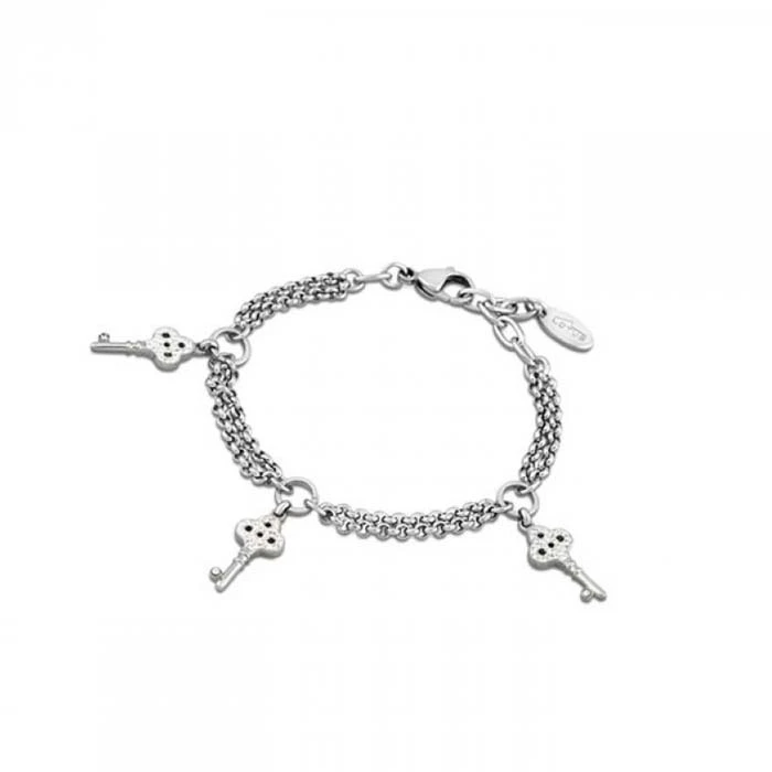 Дамски гривна от 316l Медицинска стомана - с форма Ключ - Цирконий - Сив