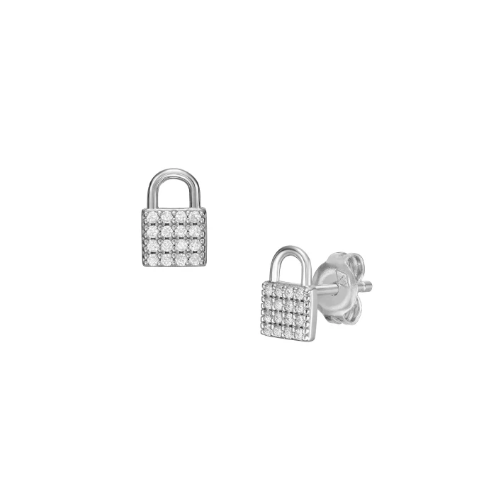 Дамски обеци от 925 Сребро - с форма Катинар - Цирконий