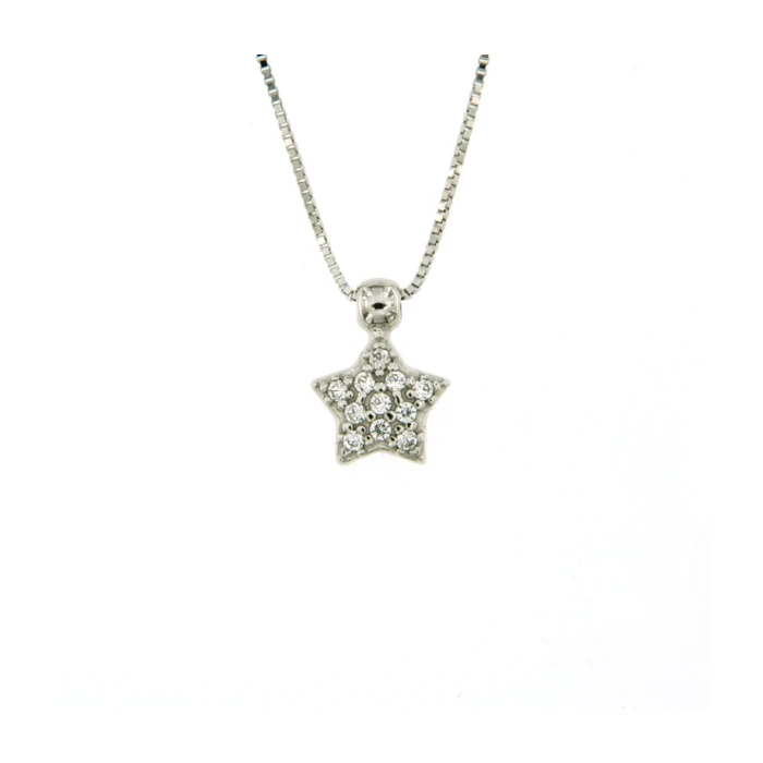 Дамски колие от 14K Злато Бяло - с форма Звезда - Цирконий