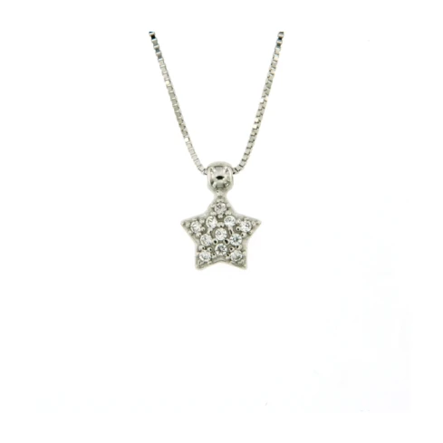 Дамски колие от 14K Злато Бяло - с форма Звезда - Цирконий