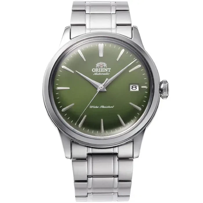 Мъжки ръчен часовник с механичен механизъм - корпус от Стомана - Стоманена верижка - цвят Зелен Сив