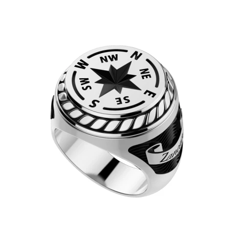 Мъжки пръстен от 925 Сребро - с форма Звезда - - Черен