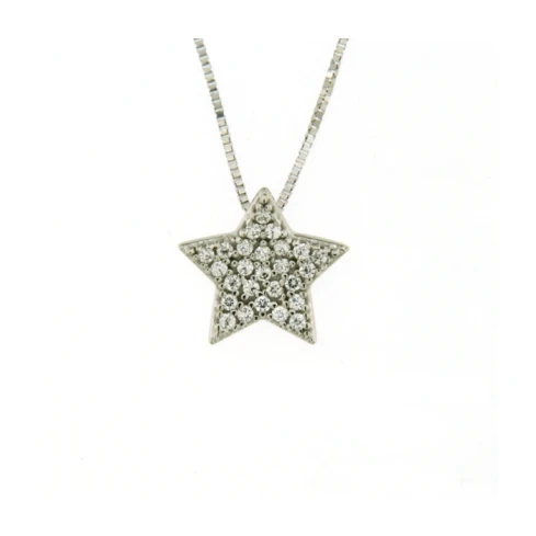 Дамски колие от 14K Злато Бяло - с форма Звезда - Цирконий