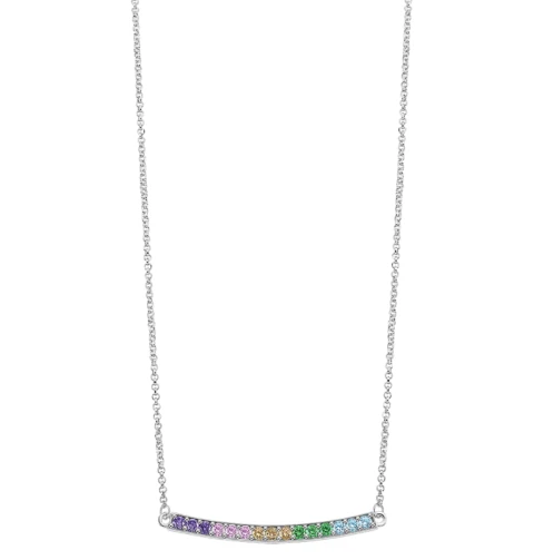 Дамски колие от 925 Сребро - с форма Геометрия - Цирконий - Многоцветен