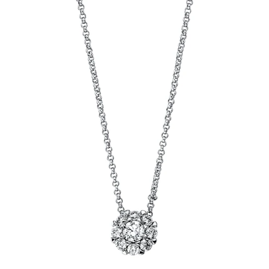 Дамски колие от 14K Злато Бяло - с форма - Диаманти