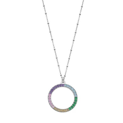 Дамски колие от 925 Сребро - с форма Геометрия - Цирконий - Многоцветен