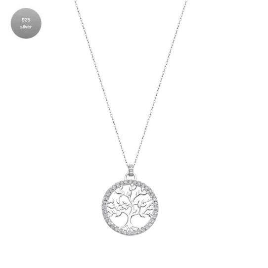 Дамски колие от 925 Сребро - с форма - - Сив