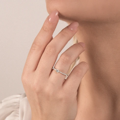 Дамски пръстен от 18K Злато Бяло - с форма - Диаманти