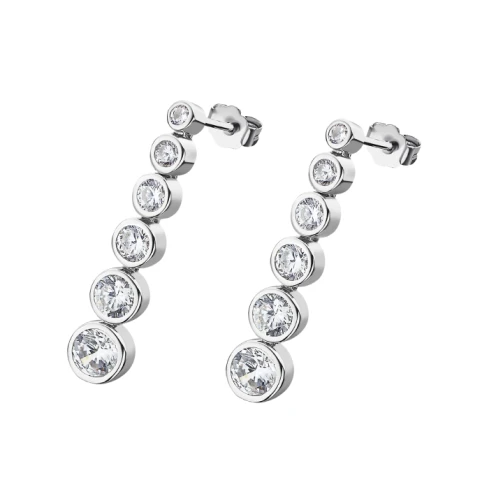 Дамски обеци от 925 Сребро - с форма Капка - Цирконий - сребро 925ML