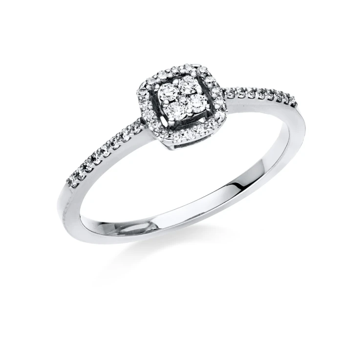 Дамски пръстен от 14K Злато Бяло - с форма - Диаманти