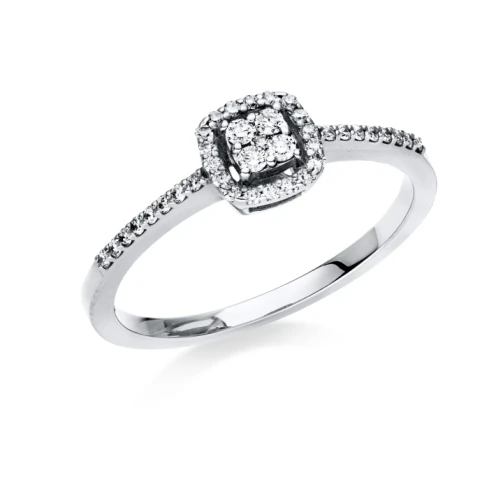 Дамски пръстен от 14K Злато Бяло - с форма - Диаманти