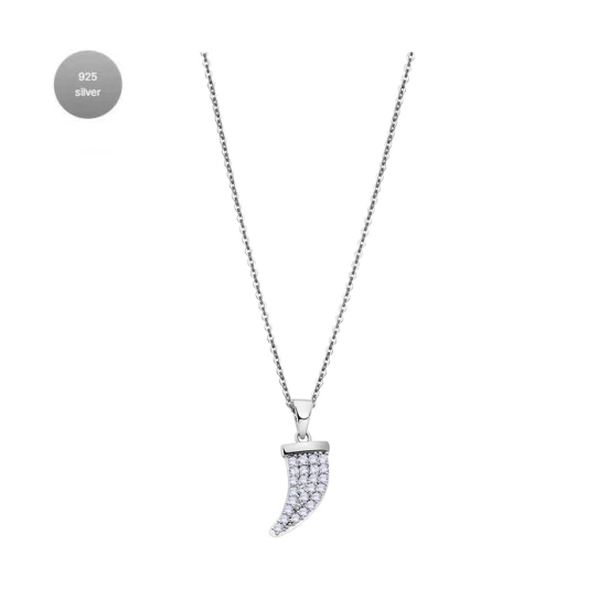 Дамски колие от 925 Сребро - с форма Други - Цирконий - Сив