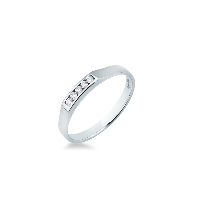 Дамски пръстен от 18K Злато Бяло - с форма - Диаманти