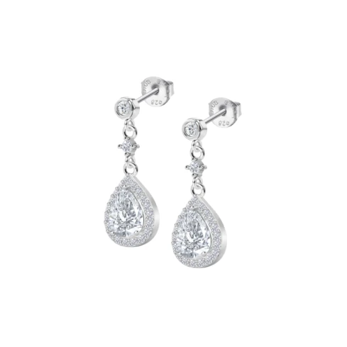 Дамски обеци от 925 Сребро - с форма Други - Цирконий - Сив