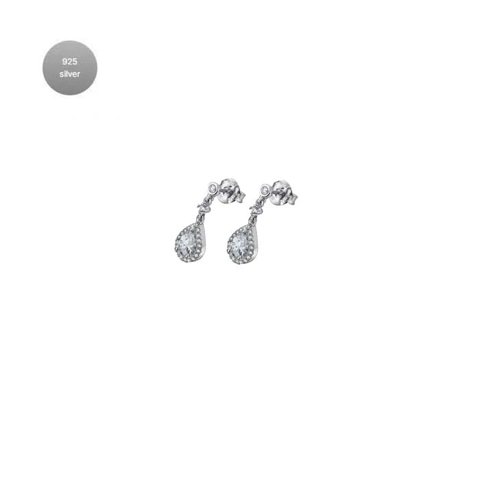 Дамски обеци от 925 Сребро - с форма Други - Цирконий - Сив
