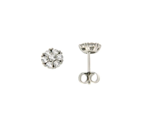 Дамски обеци от 14K Злато Бяло - с форма - Цирконий
