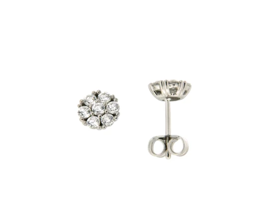 Дамски обеци от 14K Злато Бяло - с форма - Цирконий