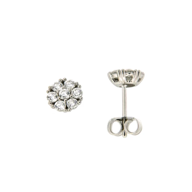 Дамски обеци от 14K Злато Бяло - с форма - Цирконий