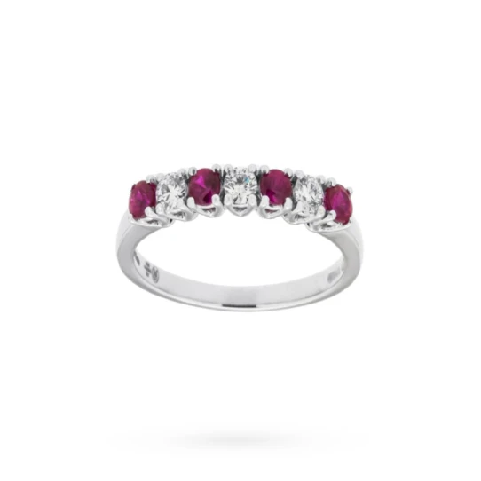 Дамски пръстен от 18K Злато Бяло - с форма - Рубин Диаманти