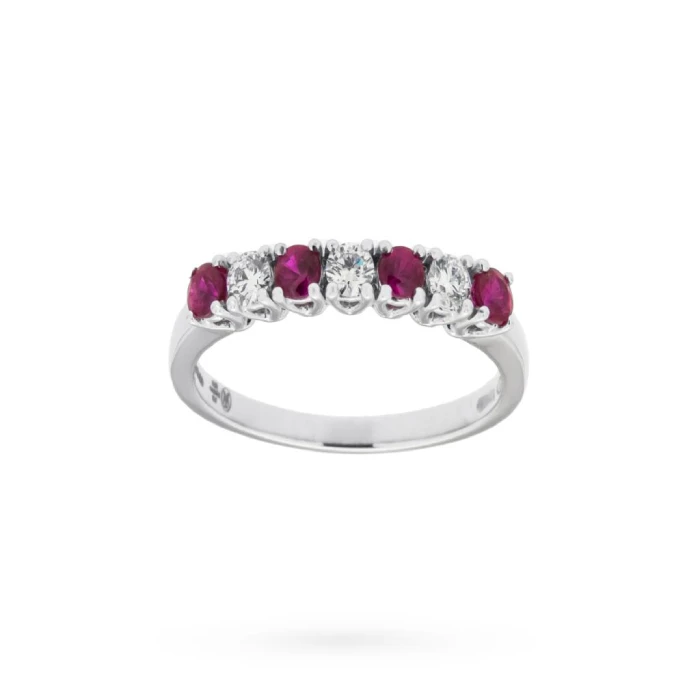 Дамски пръстен от 18K Злато Бяло - с форма - Рубин Диаманти