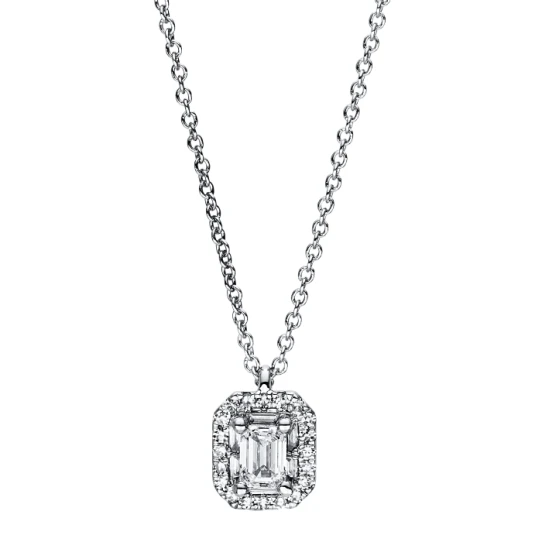 Дамски колие от 14K Злато Бяло - с форма - Диаманти