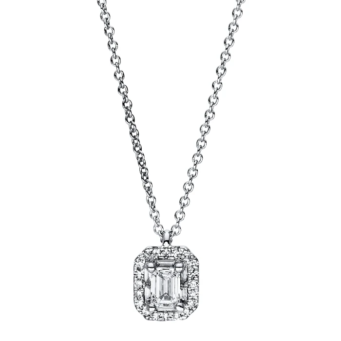 Дамски колие от 14K Злато Бяло - с форма - Диаманти