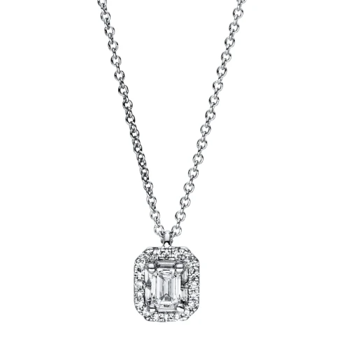 Дамски колие от 14K Злато Бяло - с форма - Диаманти